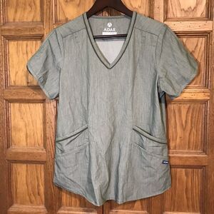 Adar Pro Scrubs For Women size Med. Pro Heather Green Tailored V-Neck Scrub Top